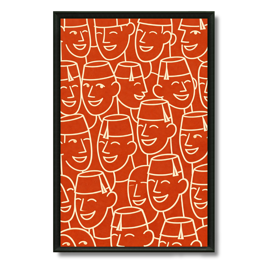 Tableau tarbouch pop orange art déco marocain