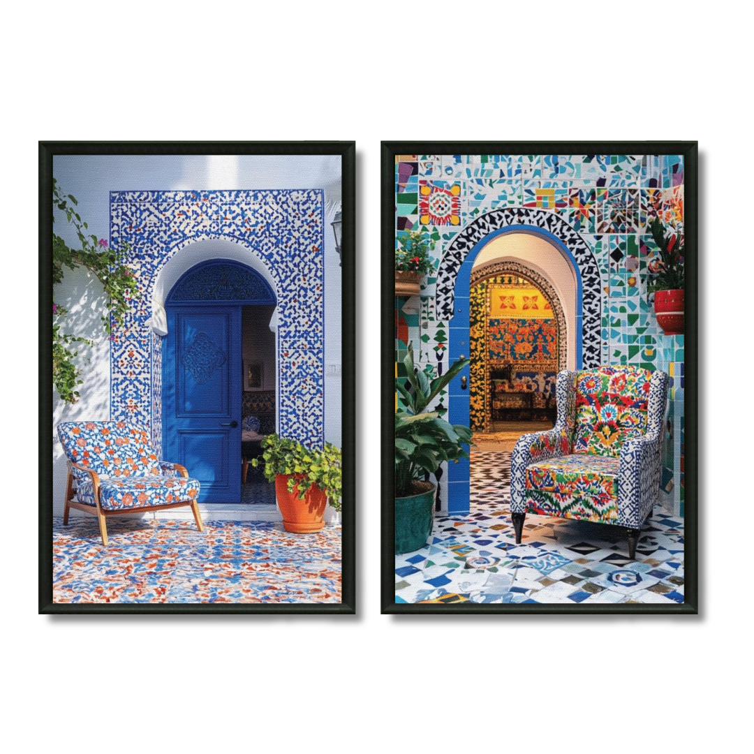Duo tableaux riads colorés marocains pack