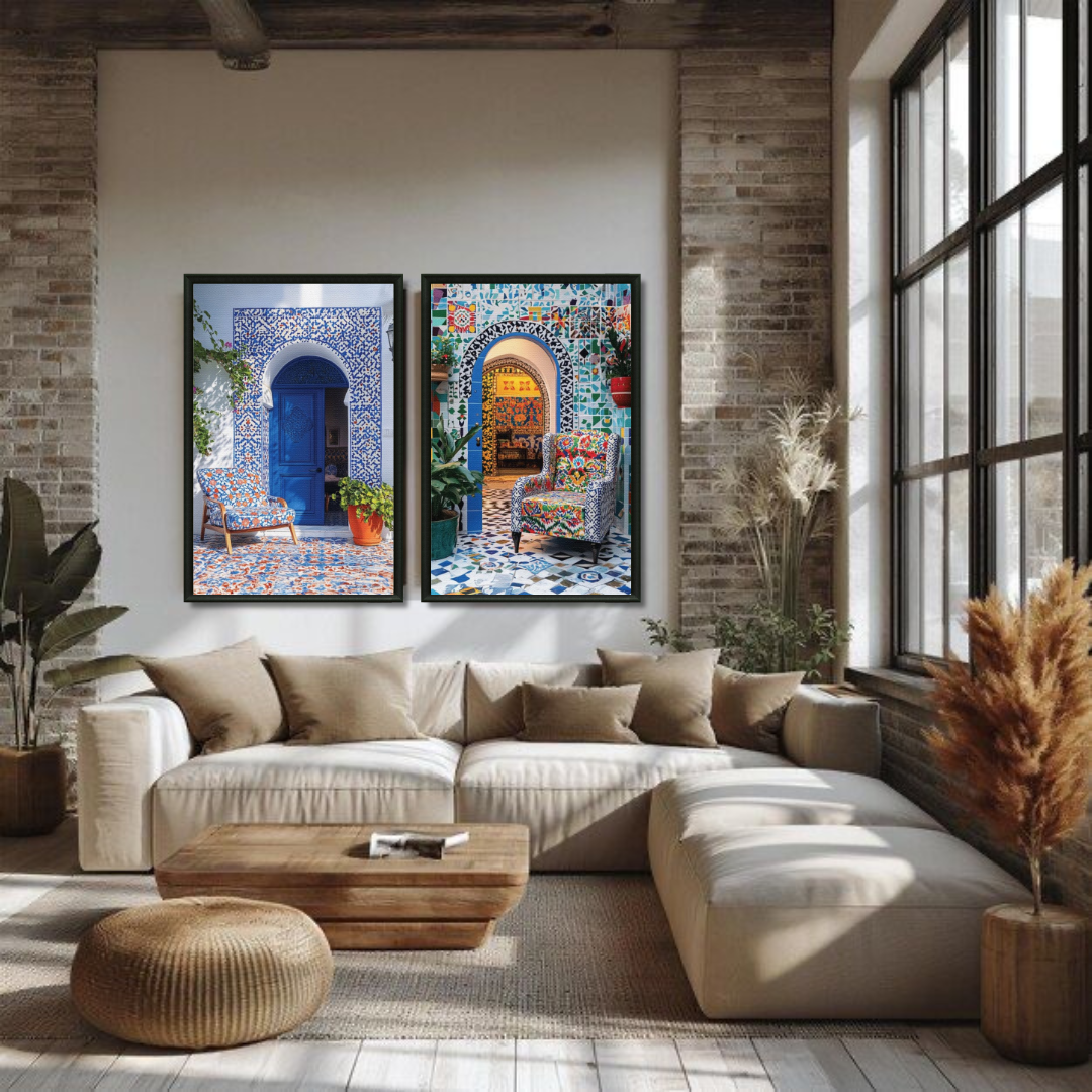 Duo tableaux riads colorés marocains pack