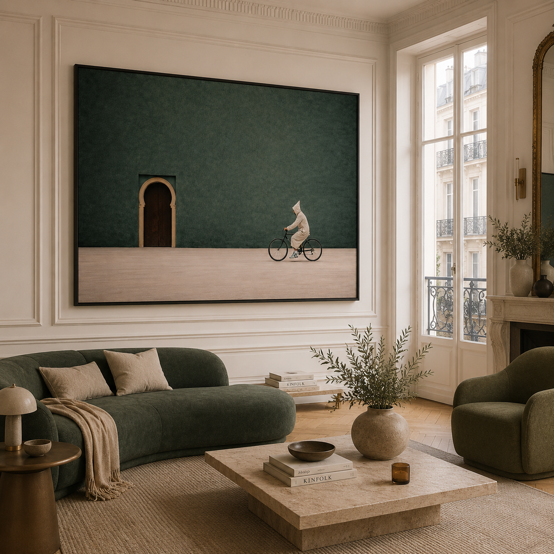 Tableau marocain composition verte moderne