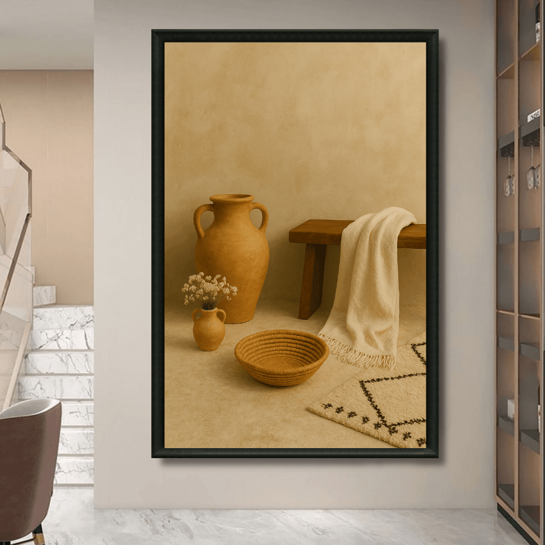 Tableau jarre tapis berbère marocain détail