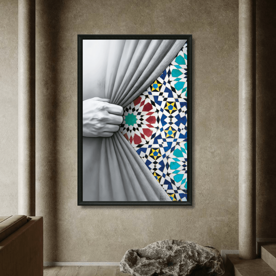 Tableau main zellige multicolore marocain détail