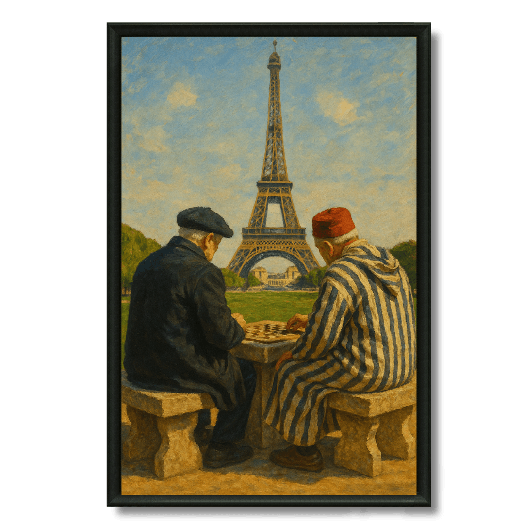 Tableau marocain et français jeu de dames Tour Eiffel