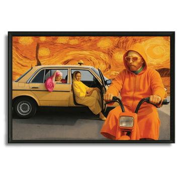 Tableau icônes taxi blanc pop art marocain