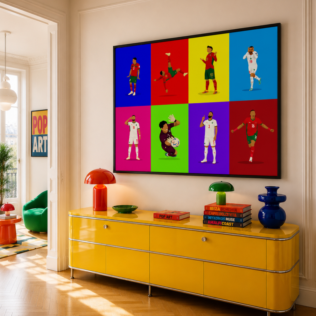 Tableau CDM Maroc célébrations pop art horizontal supporters