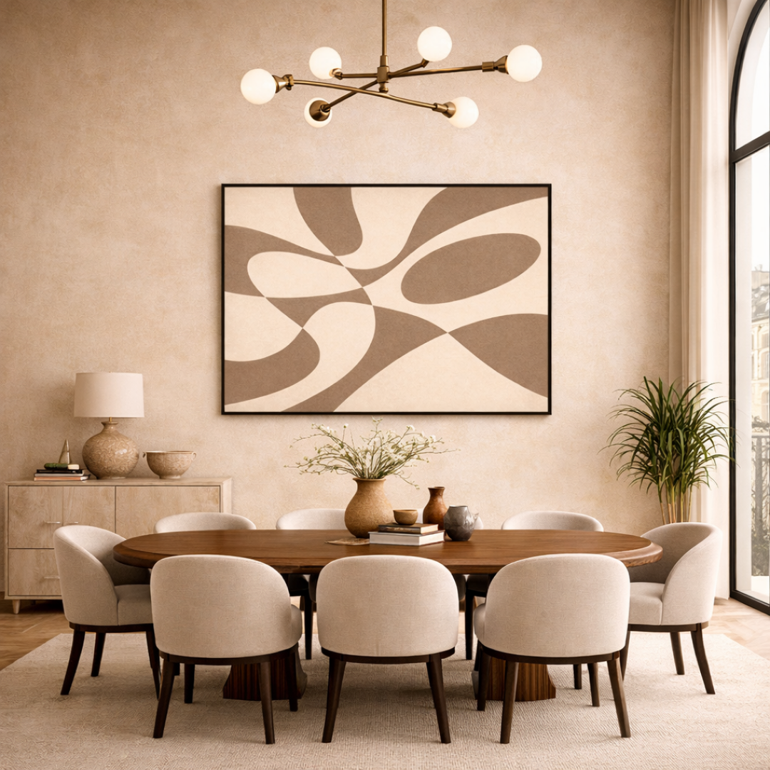 Tableau taupe géométrique art déco chaleureux