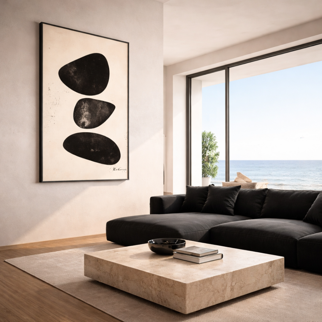 Tableau pierres noires art déco détail