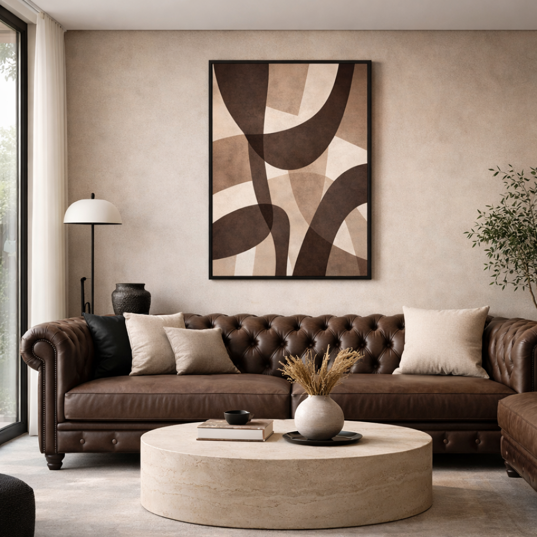 Tableau brown wave art déco chaleureux brun