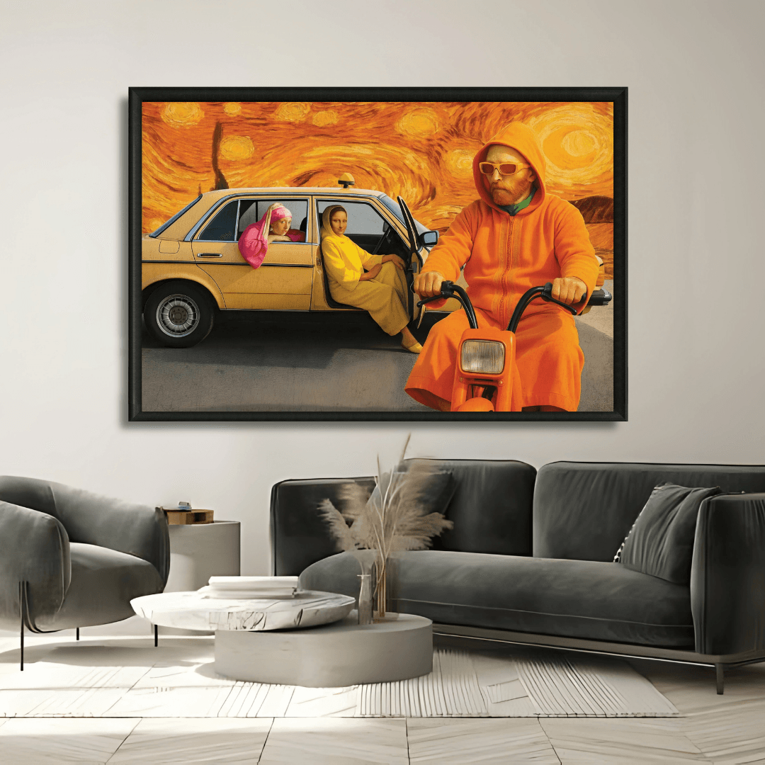 Tableau icônes taxi blanc pop art détail