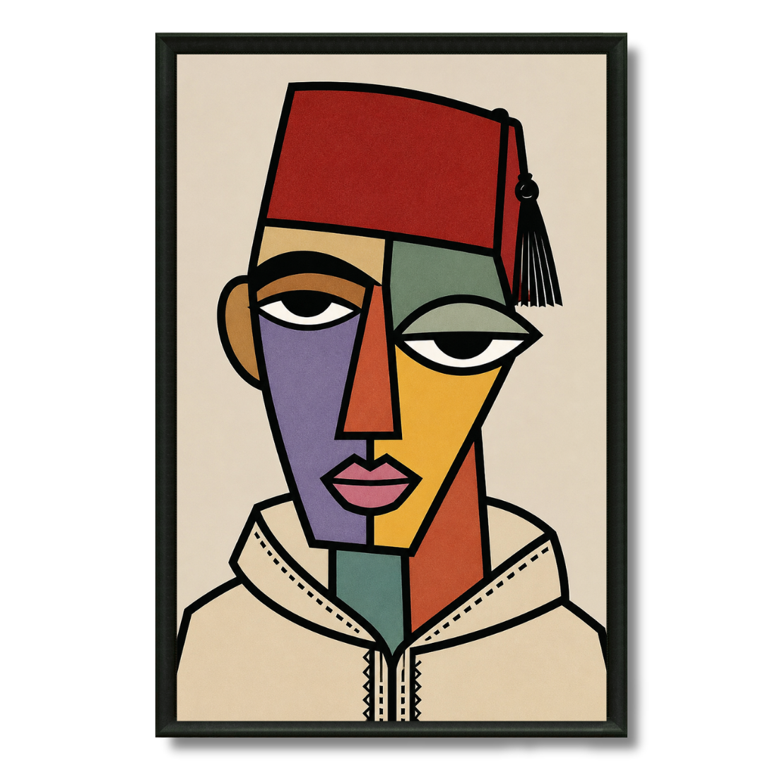 Tableau masque marocain traditionnel illustration culturelle