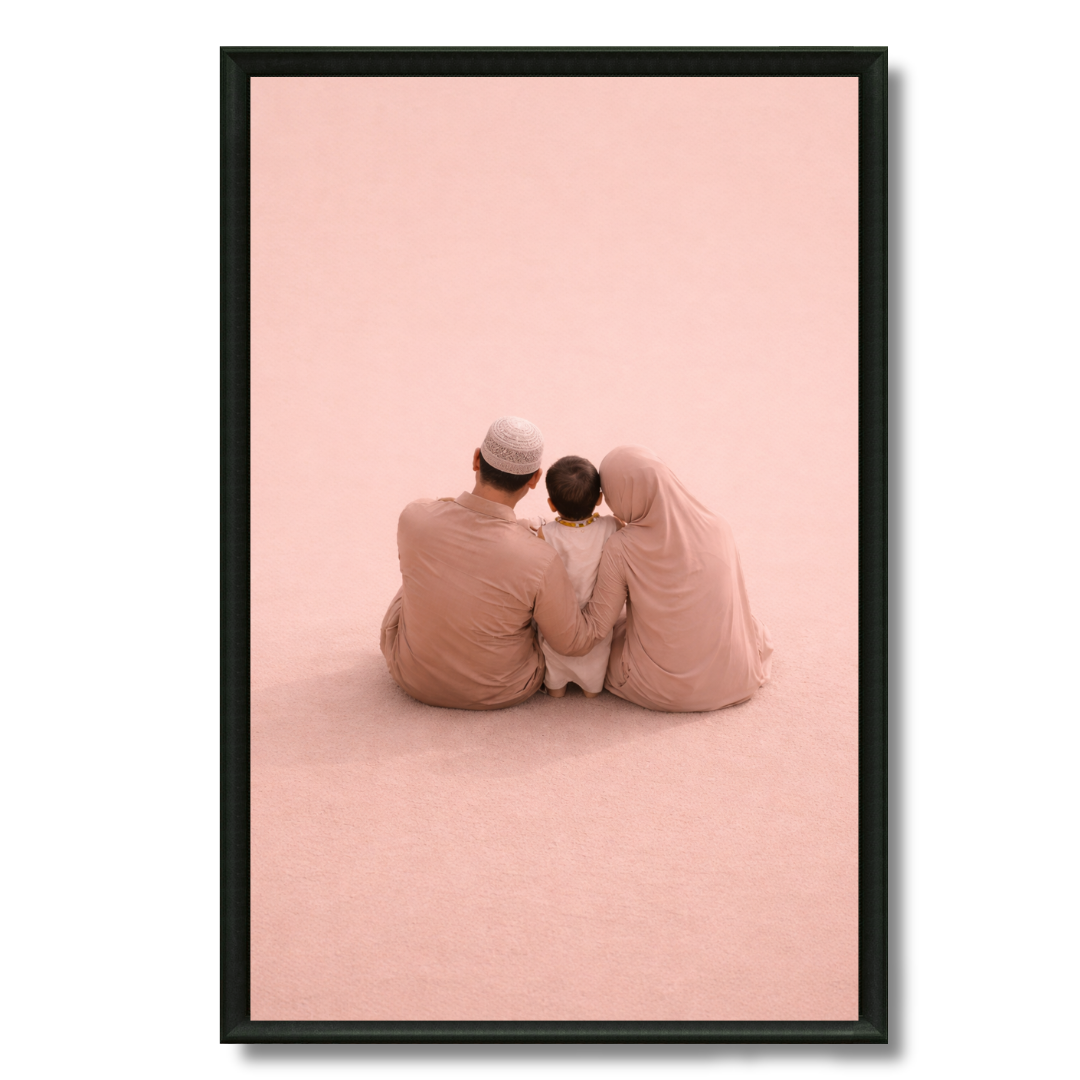 Tableau islamique petite famille muslim illustration spirituelle