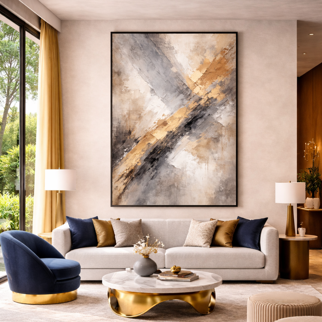 Tableau golden line abstrait détail