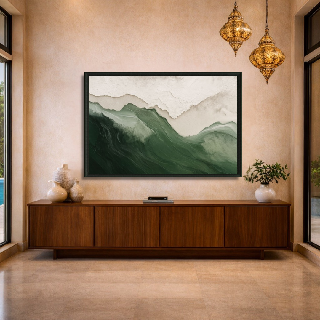 Tableau expression verte abstrait moderne salon