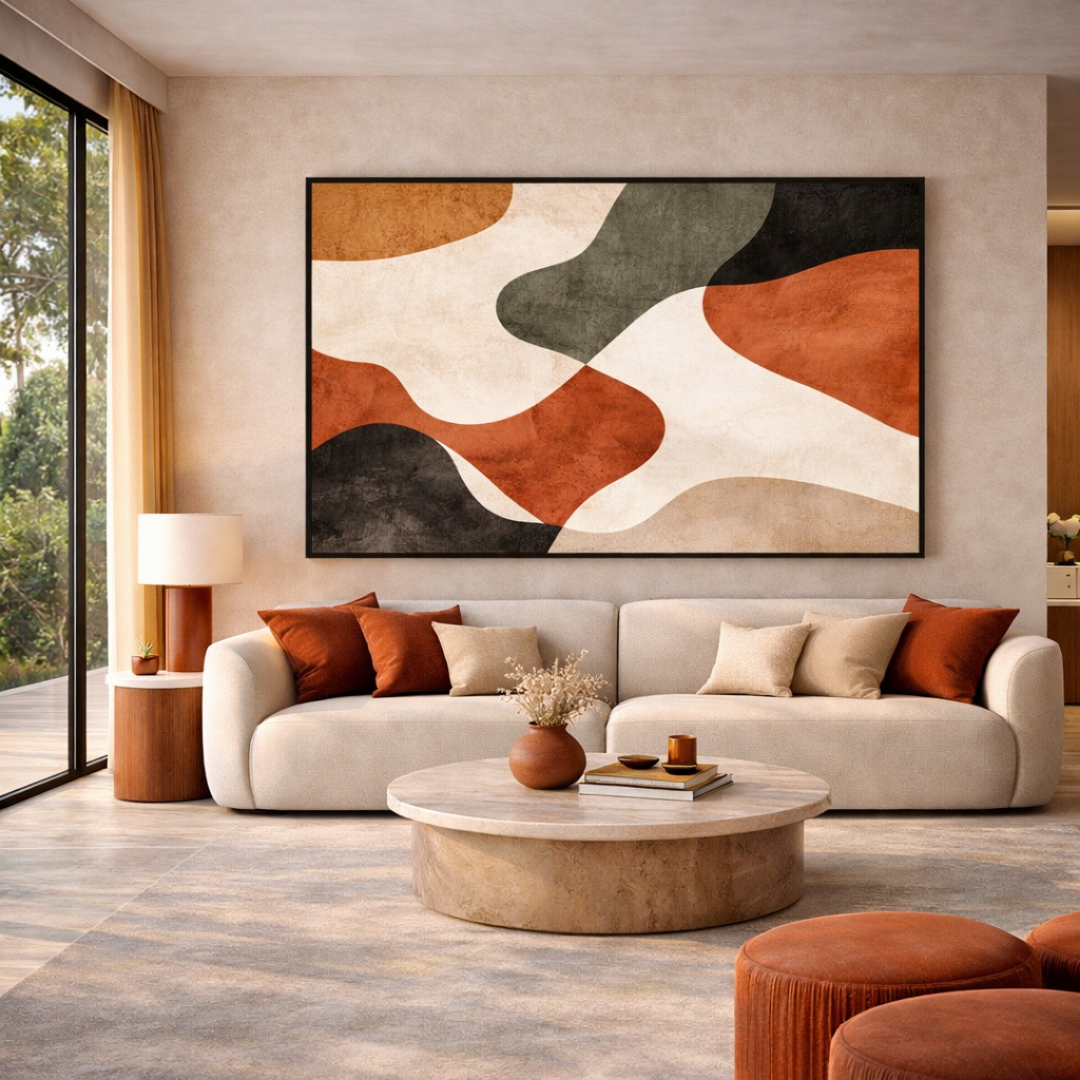 Tableau euphorie géométrique art déco coloré expressif