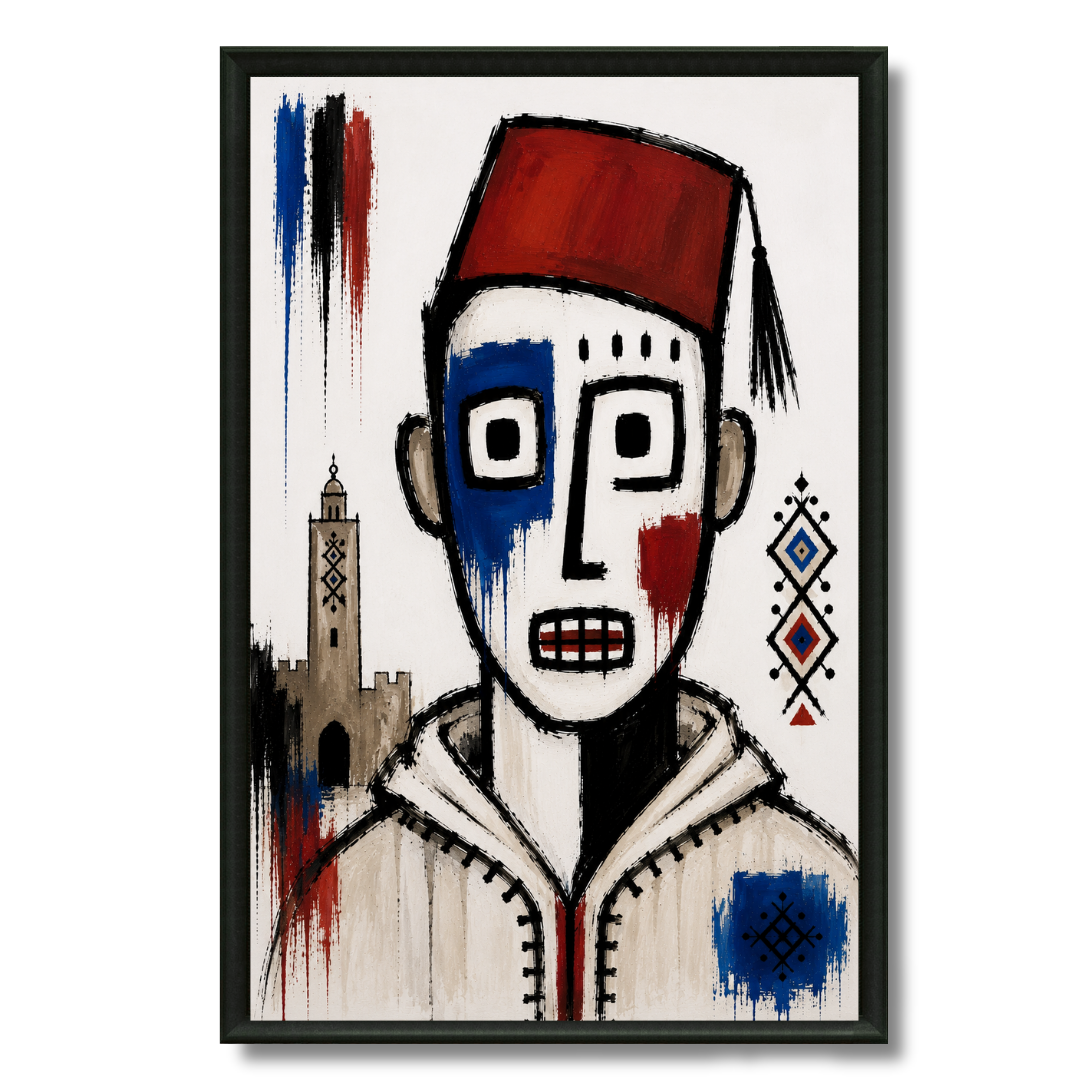 Tableau figurine au tarbouch marocain illustration