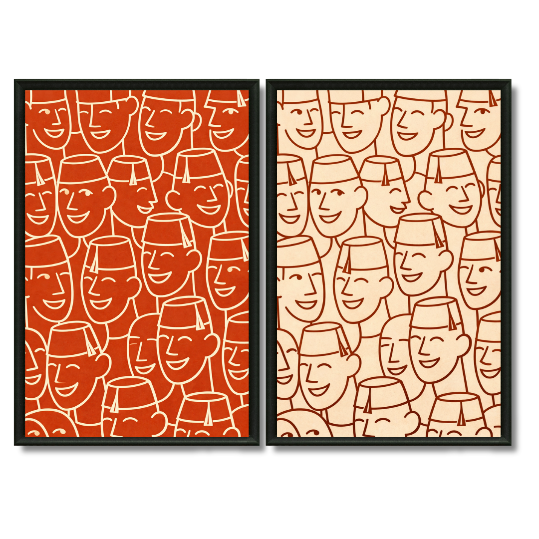 Duo tableaux tarbouch marocain draw graphique pack