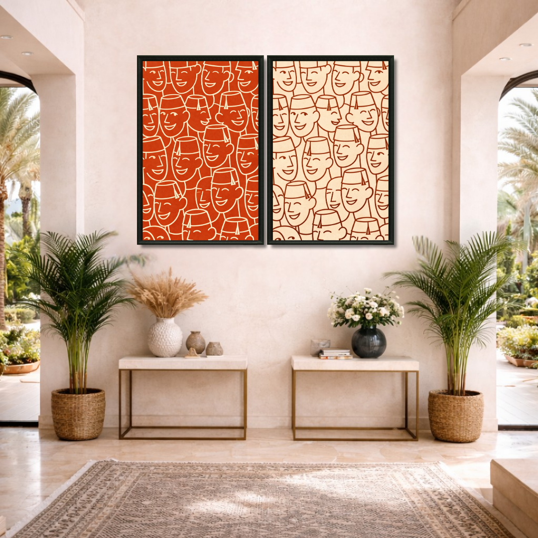Duo tableaux tarbouch marocain draw détail