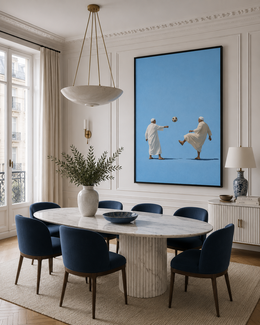 Tableau Hajs Bleus pèlerins marocains tenue bleue
