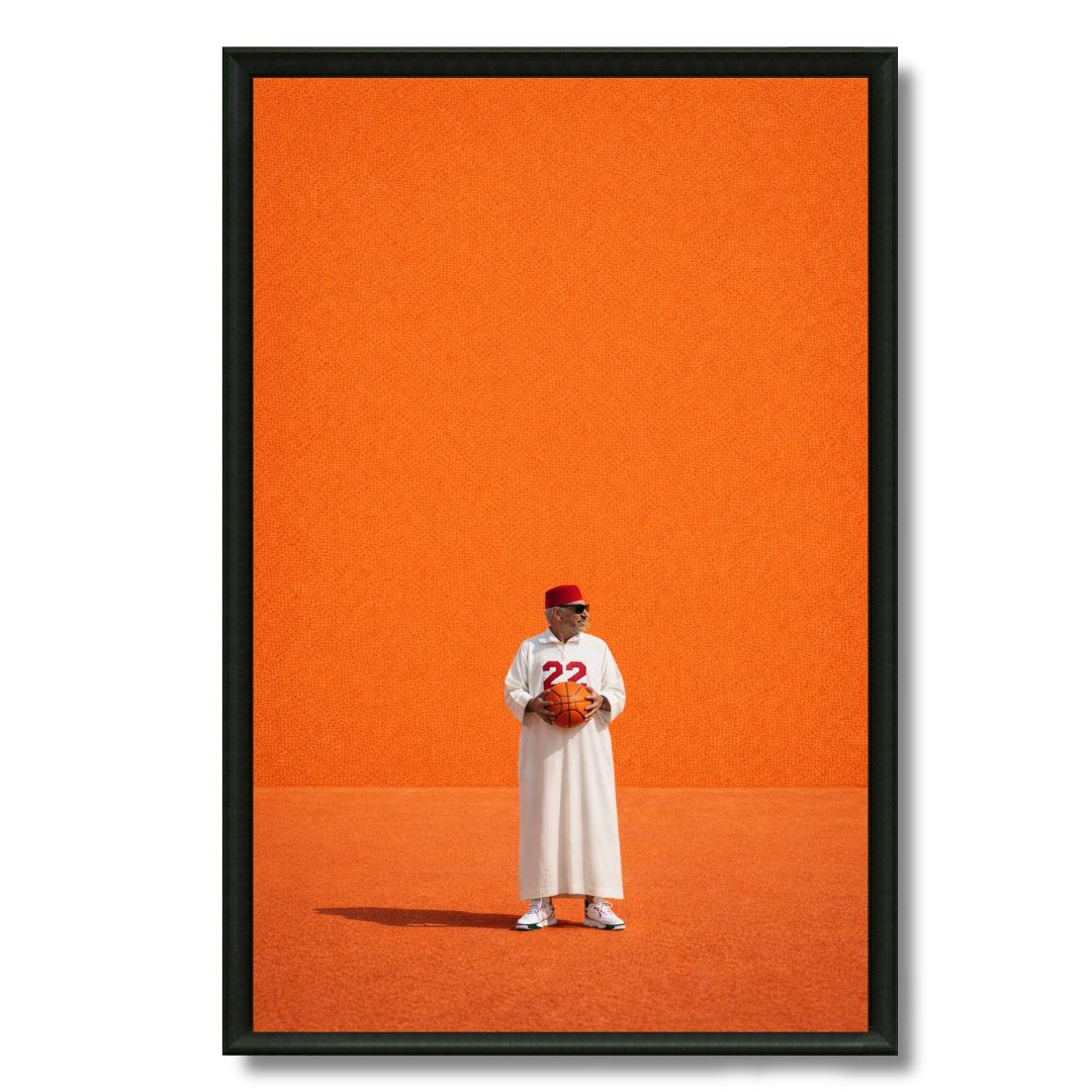 Tableau Haj orange pèlerin marocain tons oranges