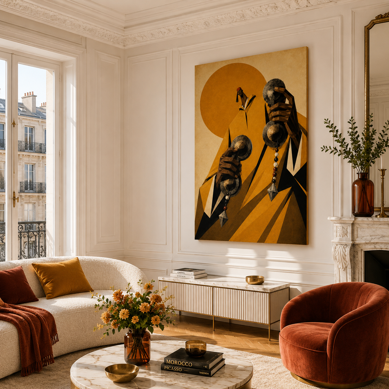 Tableau Gnawa géométrique marocain détail