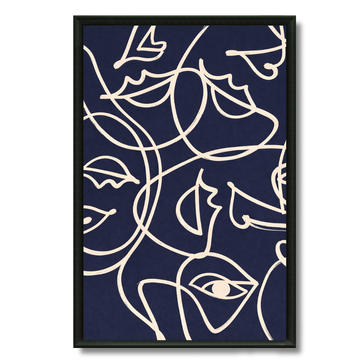 Tableau visages bleu nuit art déco graphique