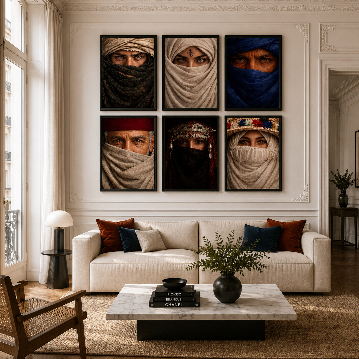 Pack 6 tableaux portraits culture du Maroc détail