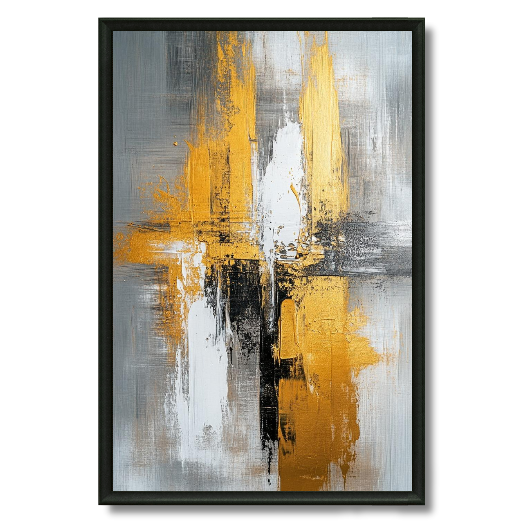Tableau golden black abstrait élégant salon contemporain