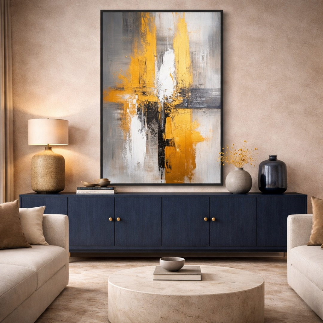 Tableau golden black abstrait détail