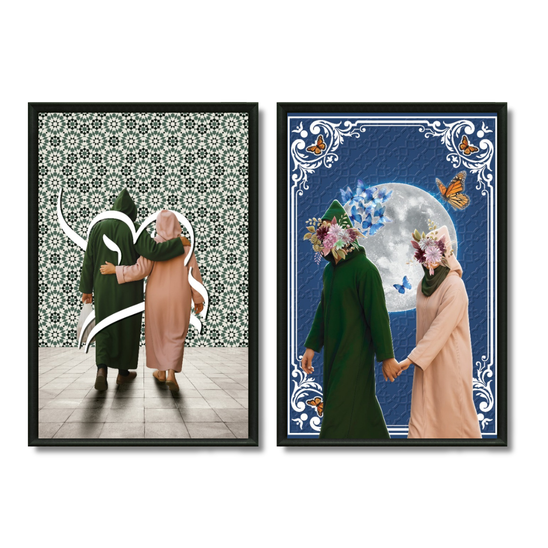 Duo tableaux amour marocain pack coloris