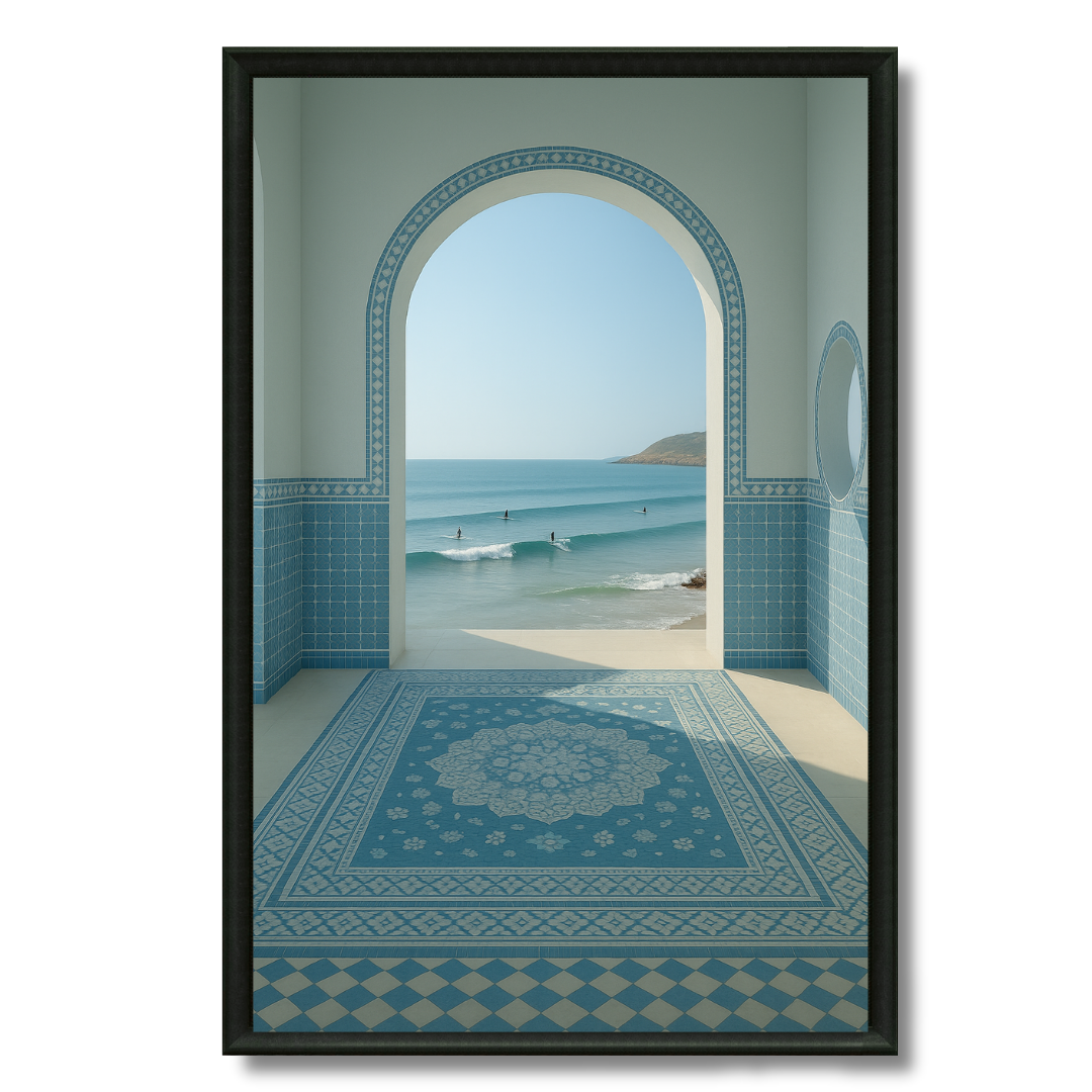Tableau Marocain - vue sur la mer bleu