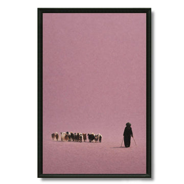 Tableau troupeau mauve paysage marocain pastoral
