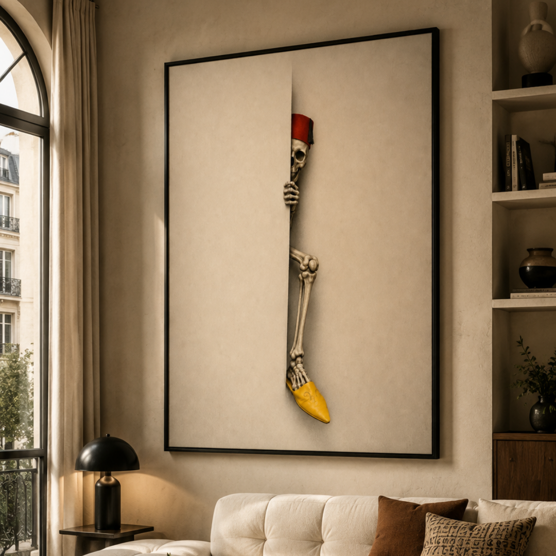 Tableau squelette marocain art graphique original