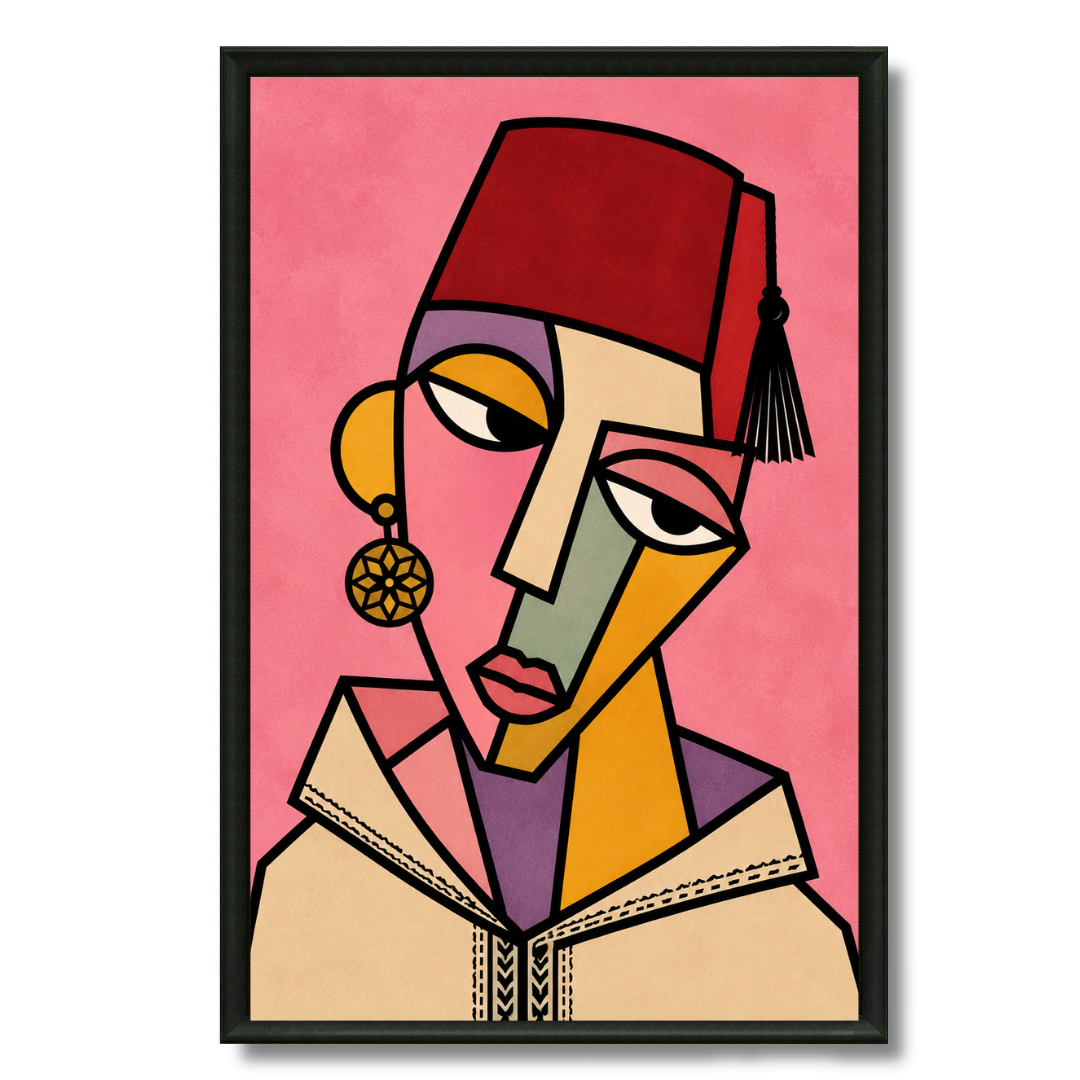 Tableau masque rose marocain traditionnel doux