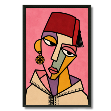 Tableau masque rose marocain traditionnel doux