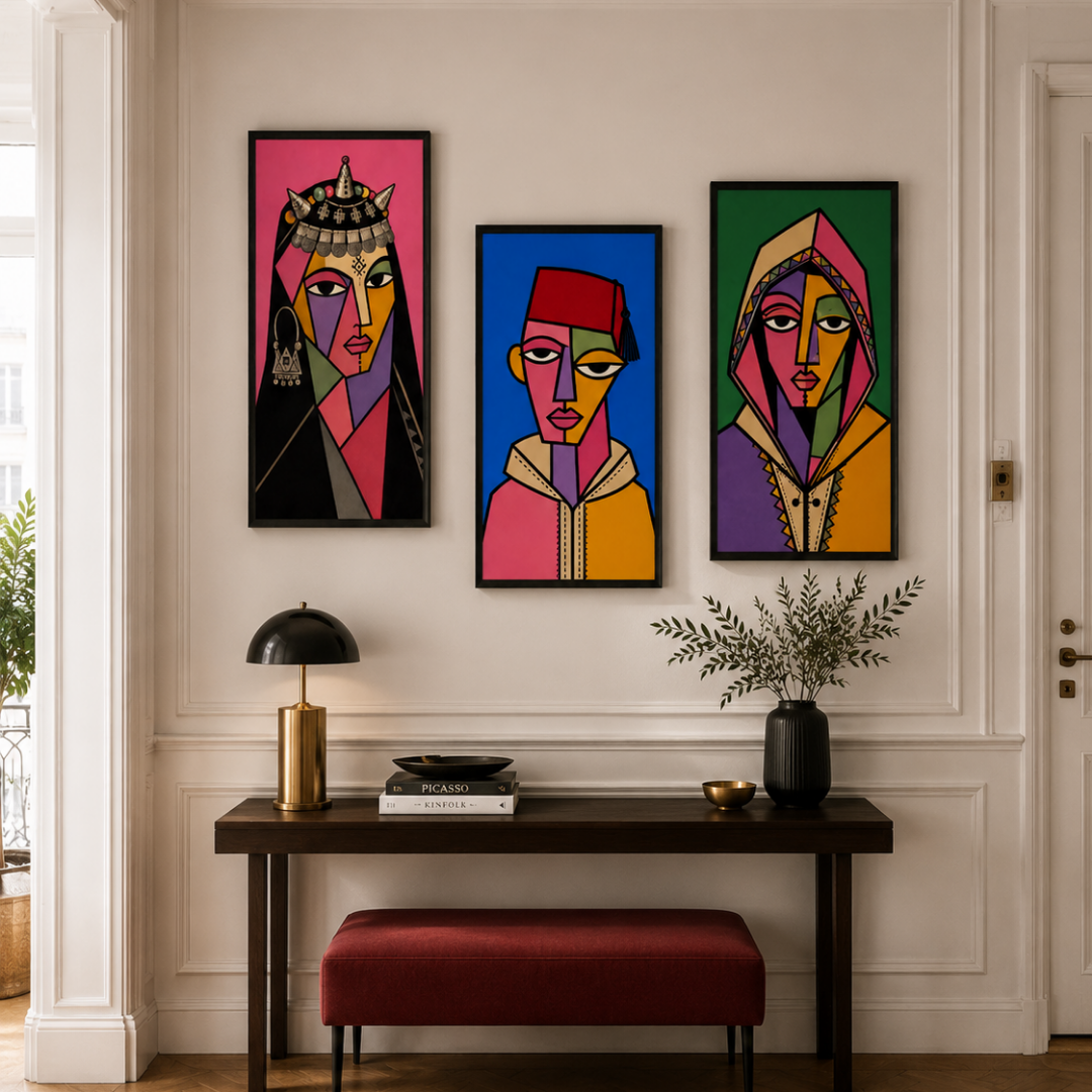Triptyque picasa marocain coloré détail