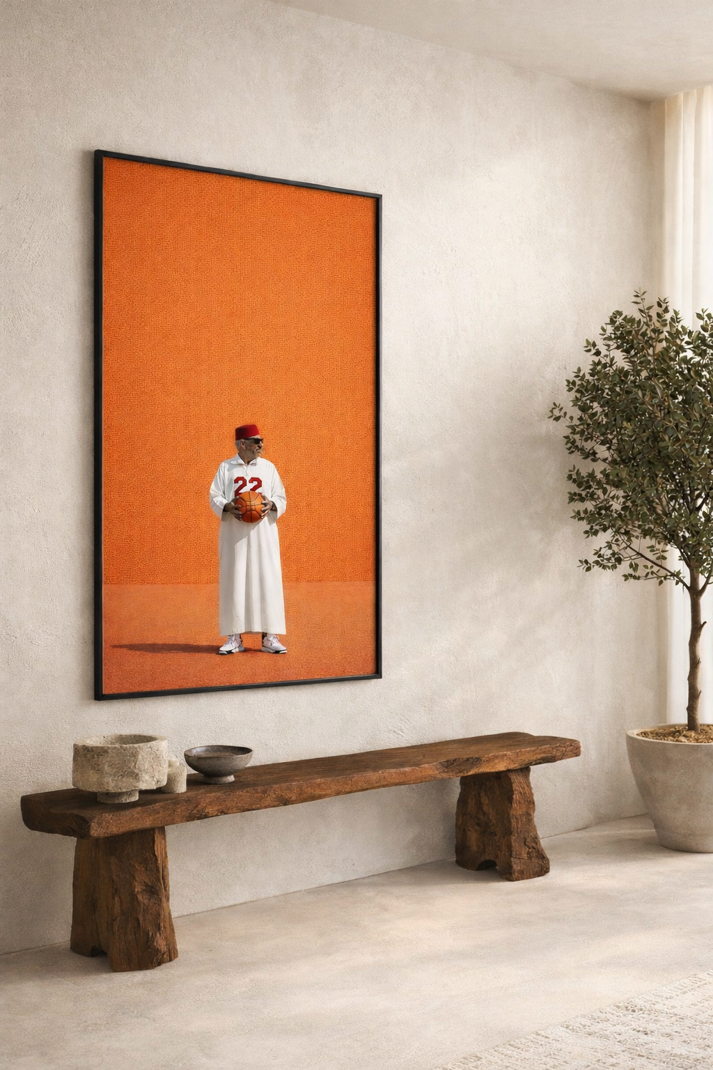 Tableau Haj orange marocain détail