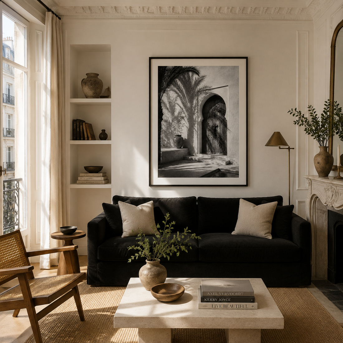 Tableau encadré Marocain Noir & Blanc – L'entrée du Riad