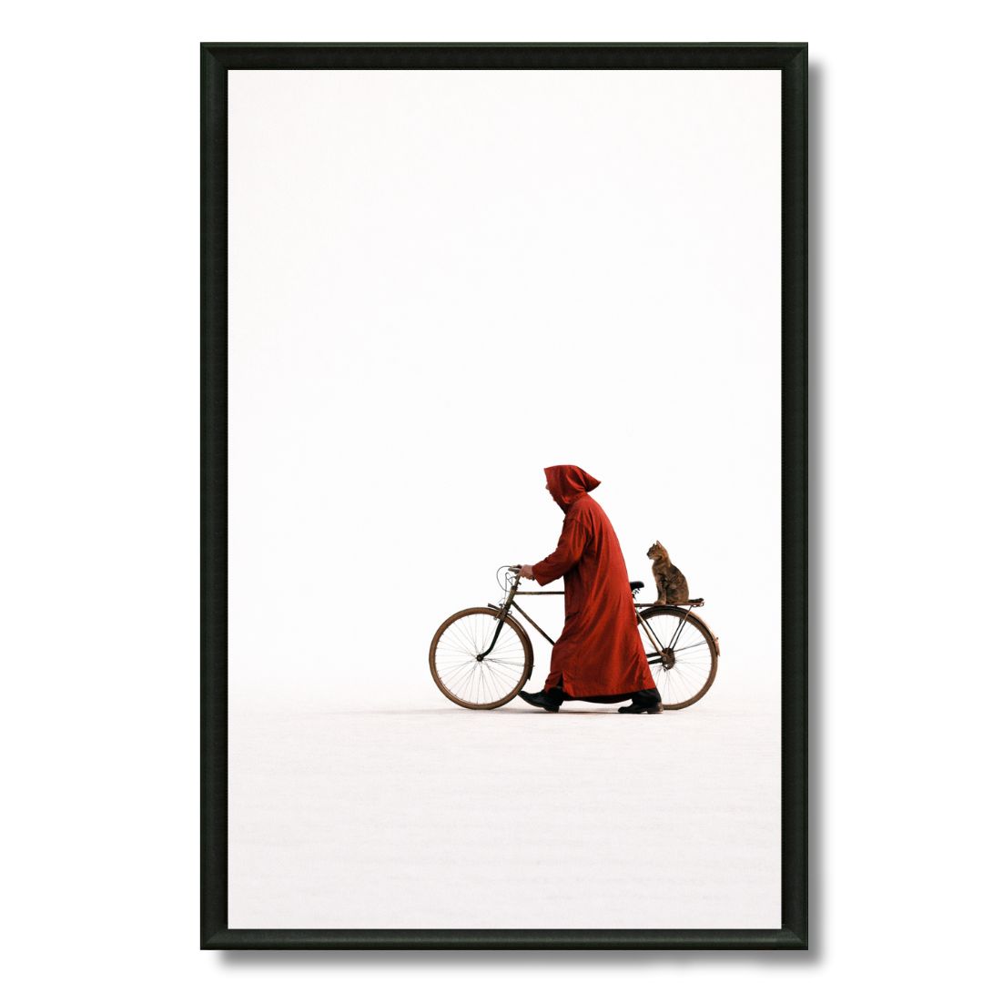 Tableau capuche rouge silhouette marocaine rue
