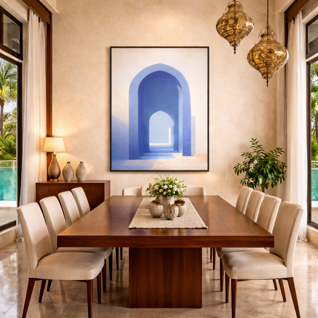 Tableau porte bleue pop art marocain détail