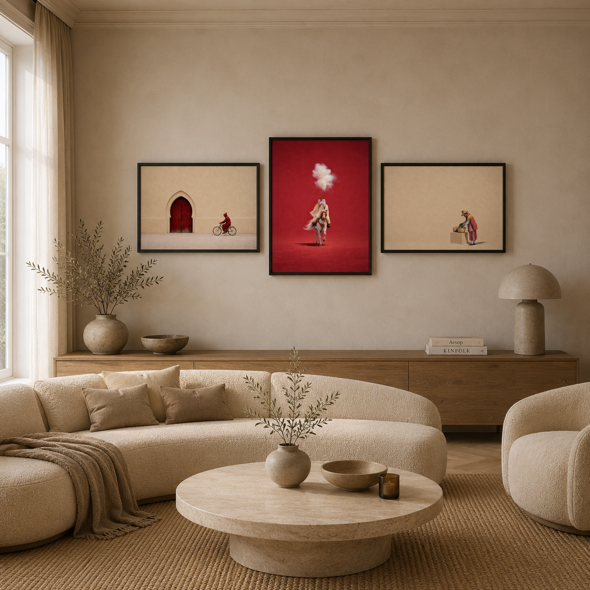 Triptyque Tableaux - Le Maroc en beige