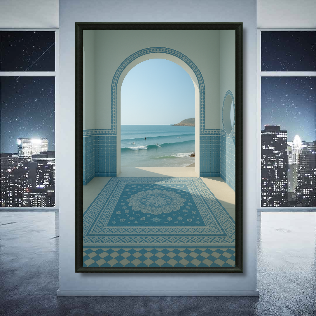 Tableau Marocain - vue sur la mer bleu