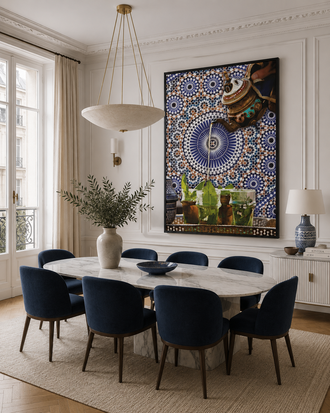 Tableau service atay thé à la menthe mosaïque marocaine
