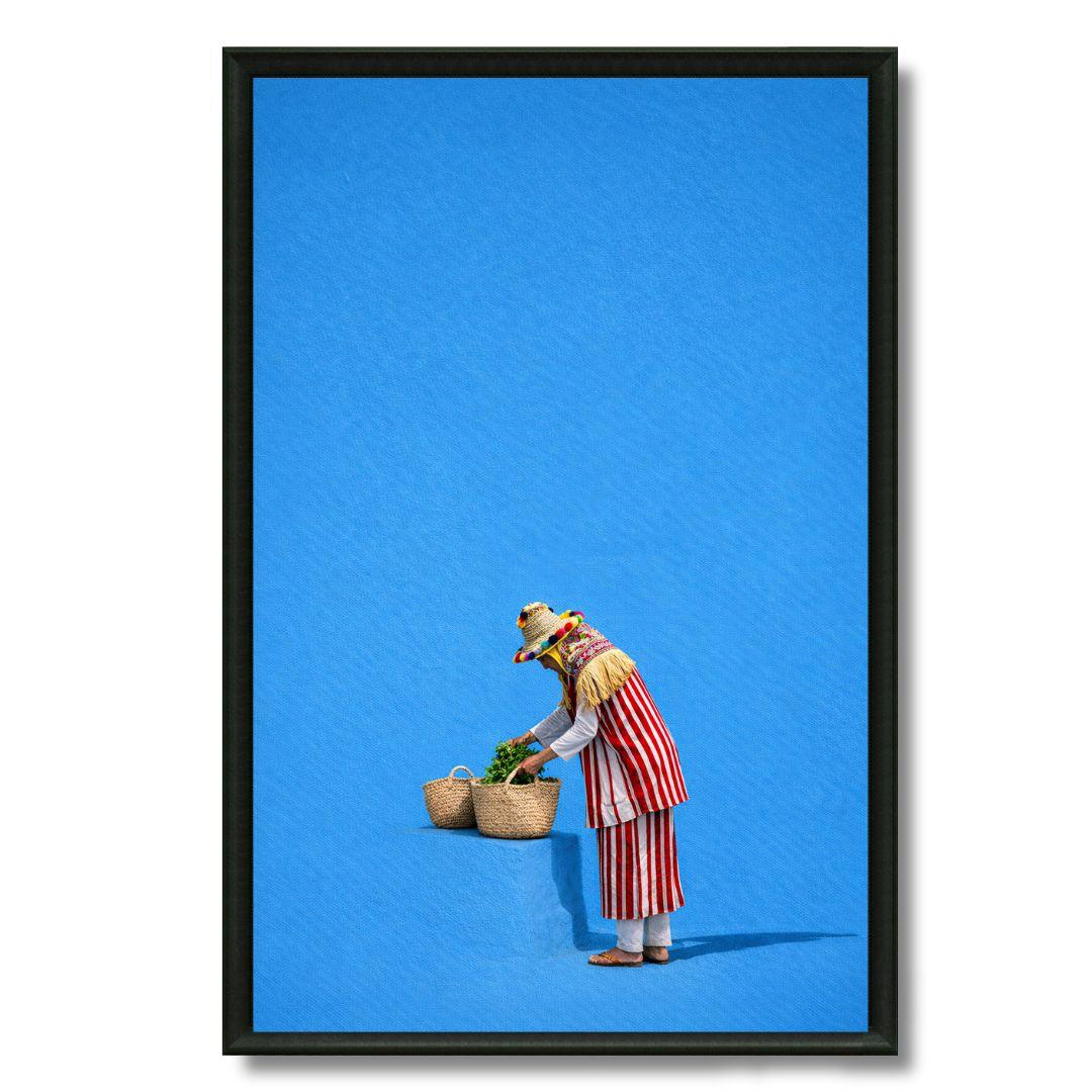 Tableau la femme de Chefchaouen ruelles bleues marocaines