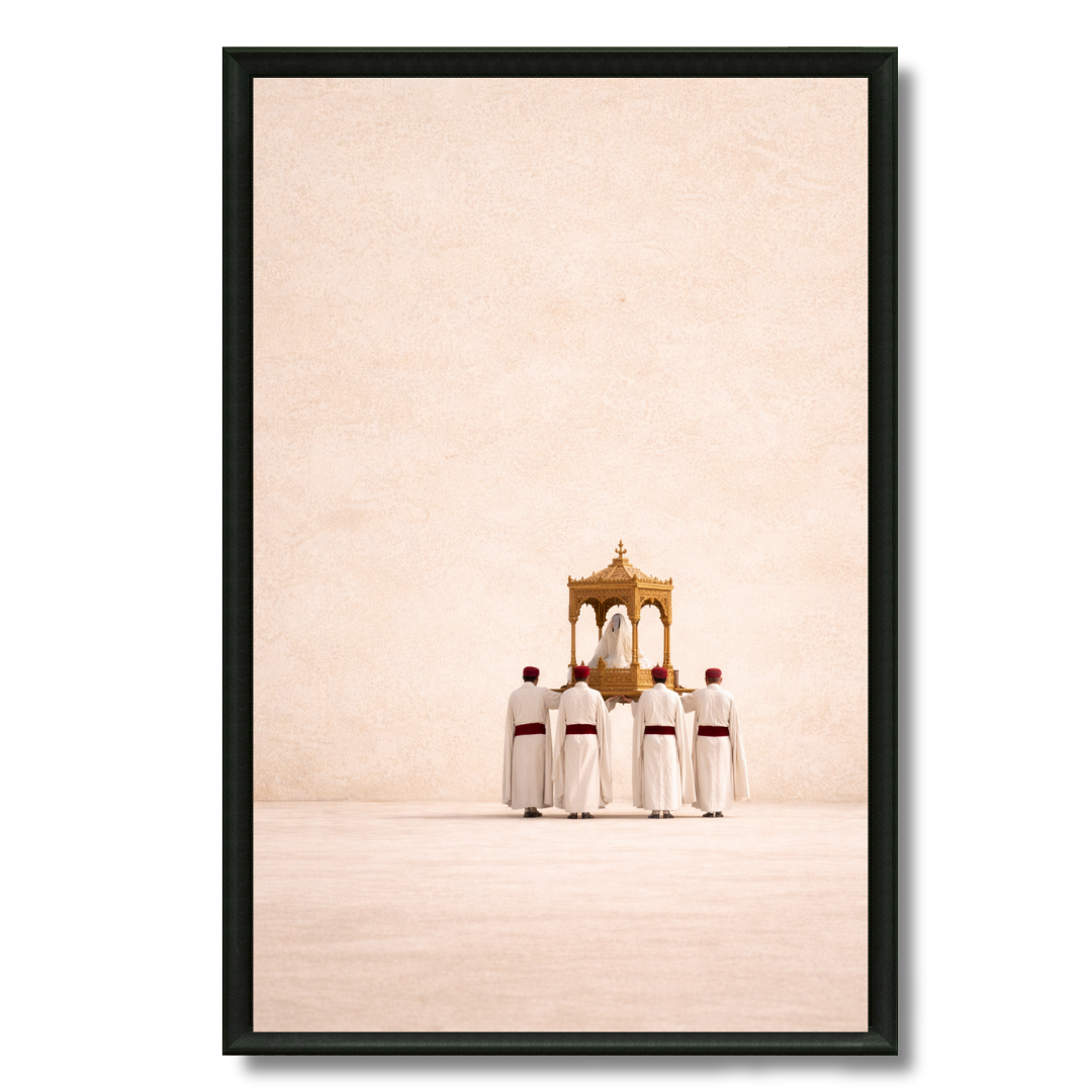 Tableau le mariage beige scène marocaine traditionnelle