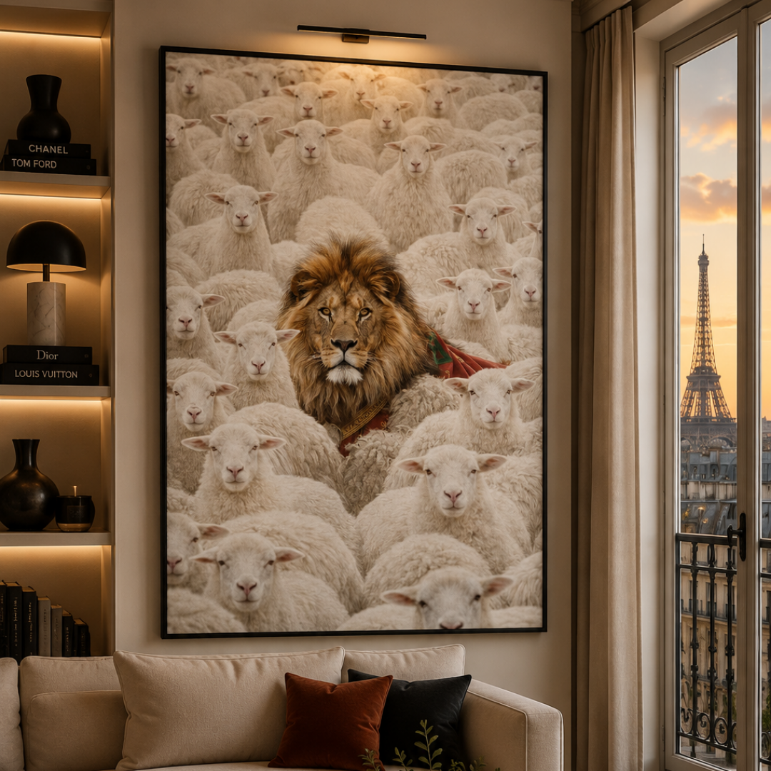 Tableau lion Atlas marocain détail