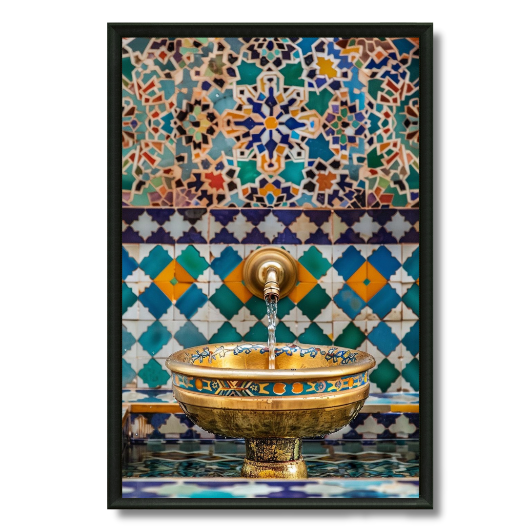 Tableau fontaine marocaine traditionnelle artisanat