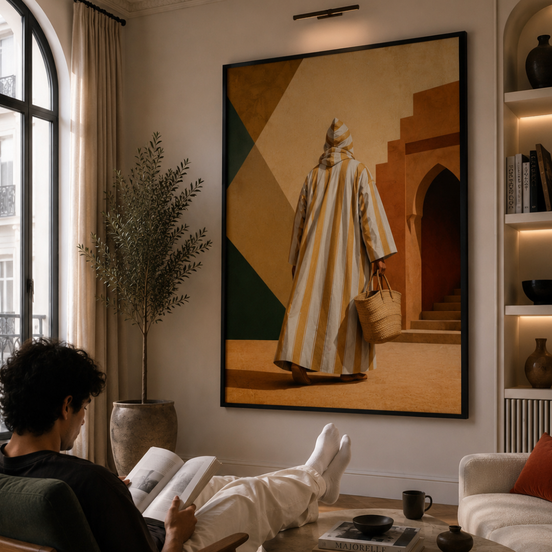 Tableau marocain – Cubisme Jellaba Souk