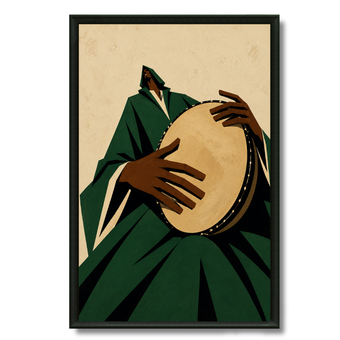 Tableau derbouka géométrique musique marocaine moderne