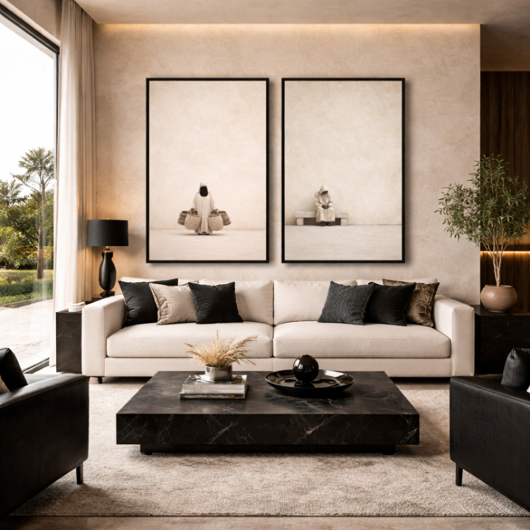 Duo tableaux le Maroc en beige apaisant harmonieux