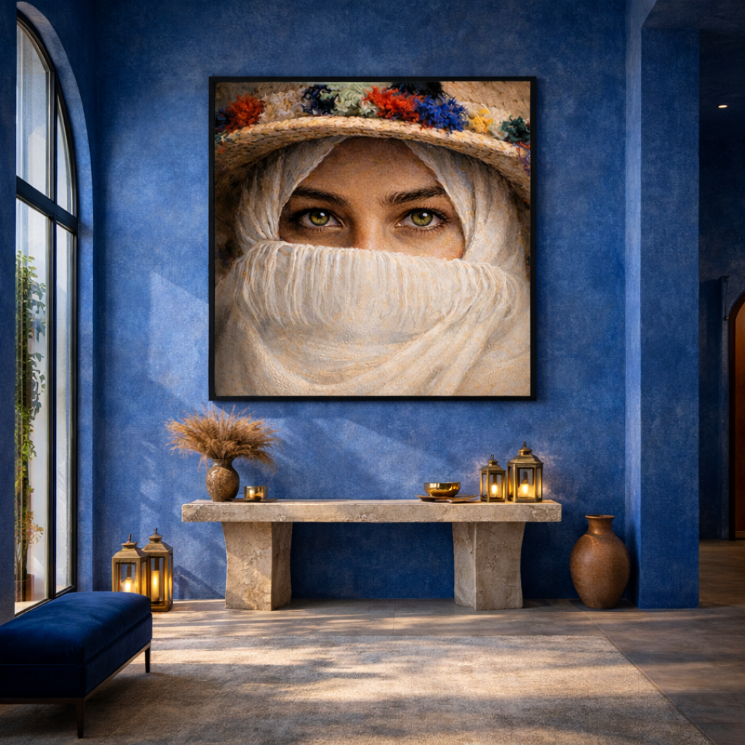 Tableau femme du nord portrait marocaine costume